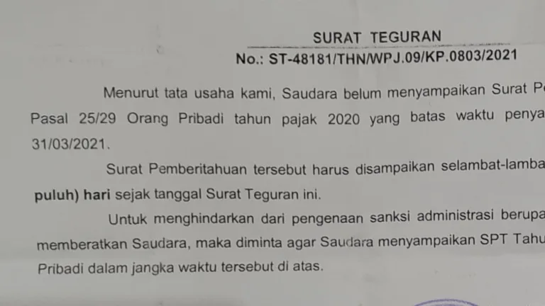 surat teguran pajak