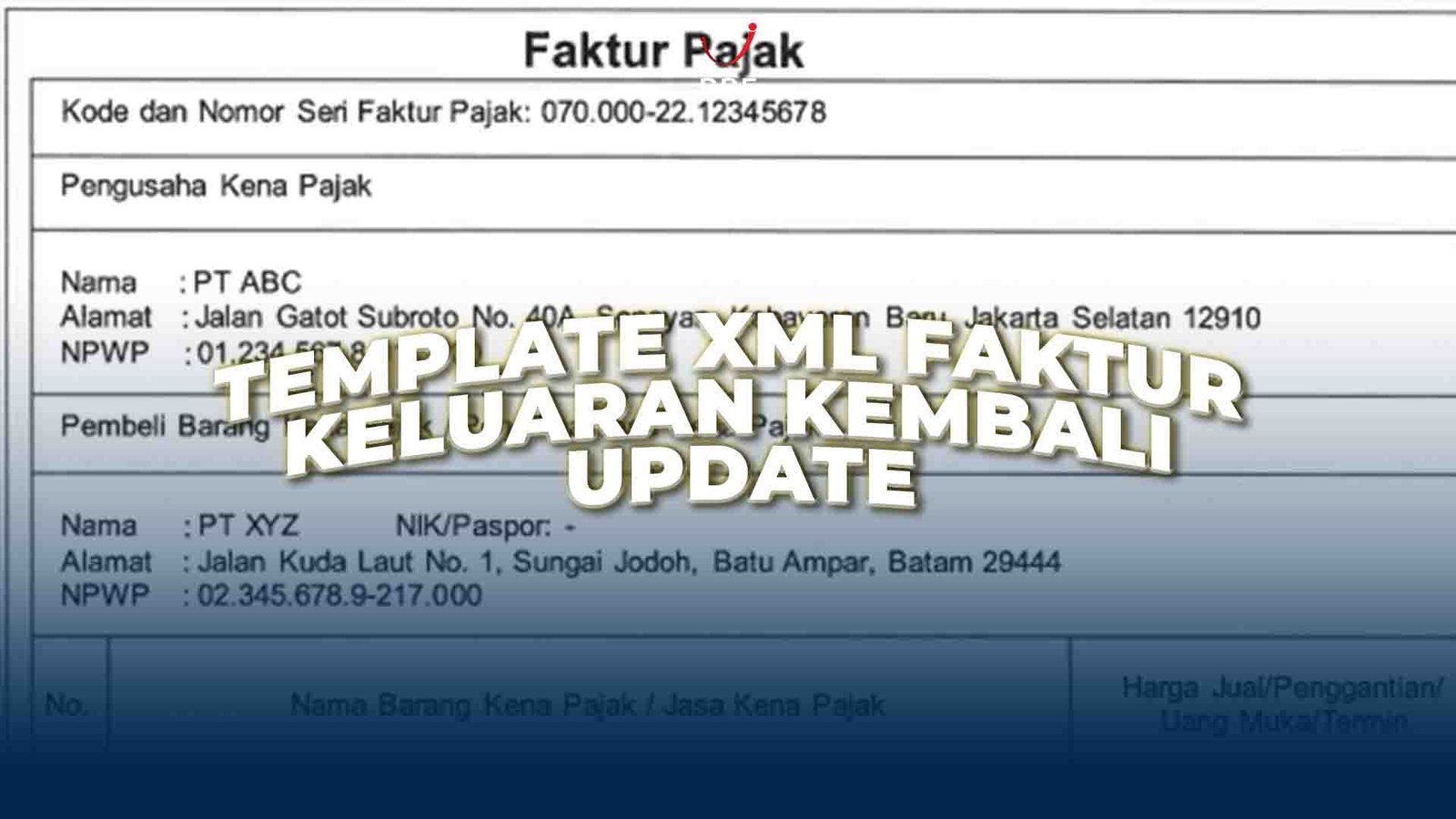 Template XML Faktur Keluaran Kembali Update